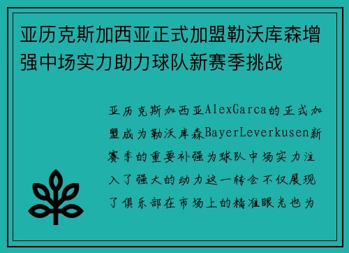 亚历克斯加西亚正式加盟勒沃库森增强中场实力助力球队新赛季挑战 亚历克斯加西亚正式加盟勒沃库森增强中场实力助力球队新赛季挑战